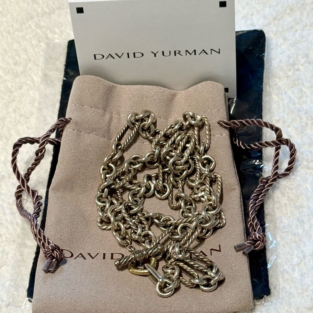 David Yurman 18k/Silver Figaro Chain Necklace.